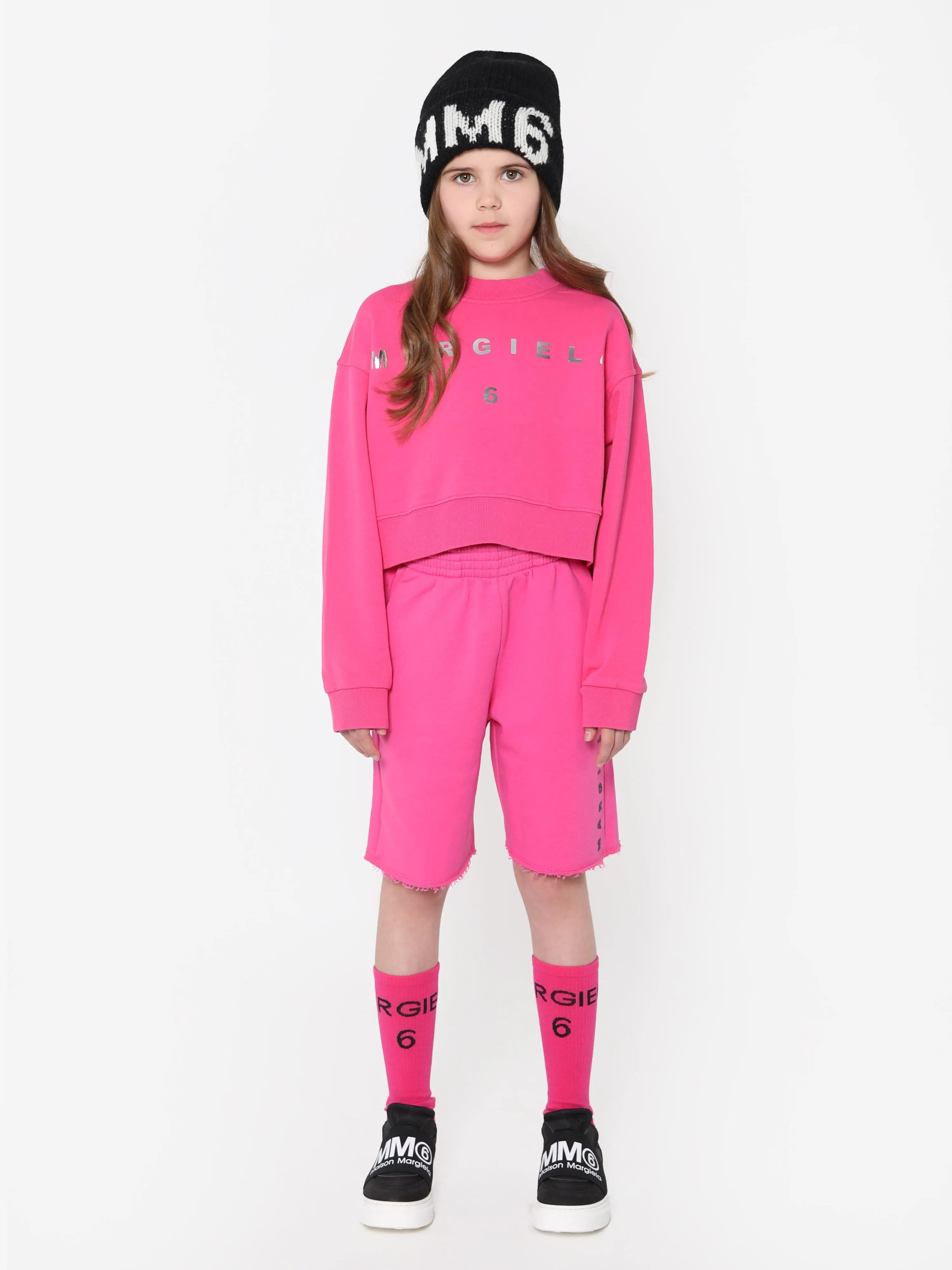 MM6 Maison Margiela Shorts Enfant à Logo Rose
