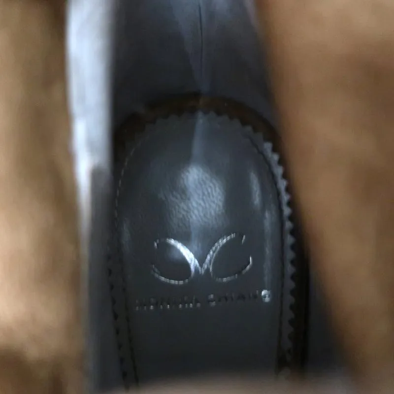 Bottes à talons ouverts Monika Chiang avec chaîne tressée Armena en daim marron taille 35