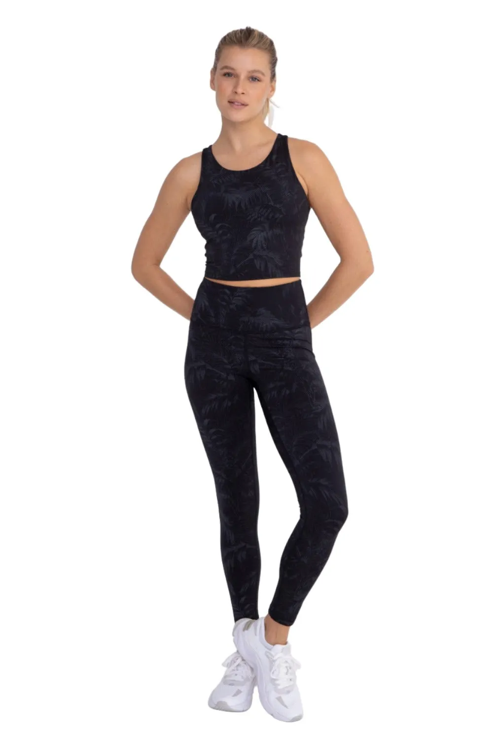 Mono B APH3069 Leggings taille haute à motifs tropicaux imprimés foil