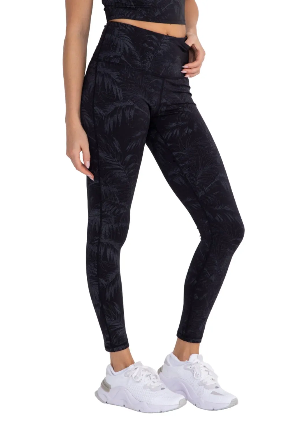 Mono B APH3069 Leggings taille haute à motifs tropicaux imprimés foil