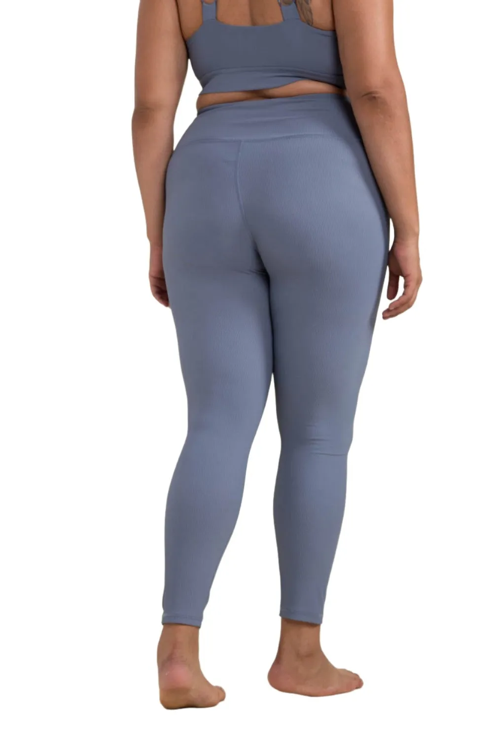 Mono B BRONZE - Leggings taille haute en micro-côtes mélange Lycra APH3091 Plus