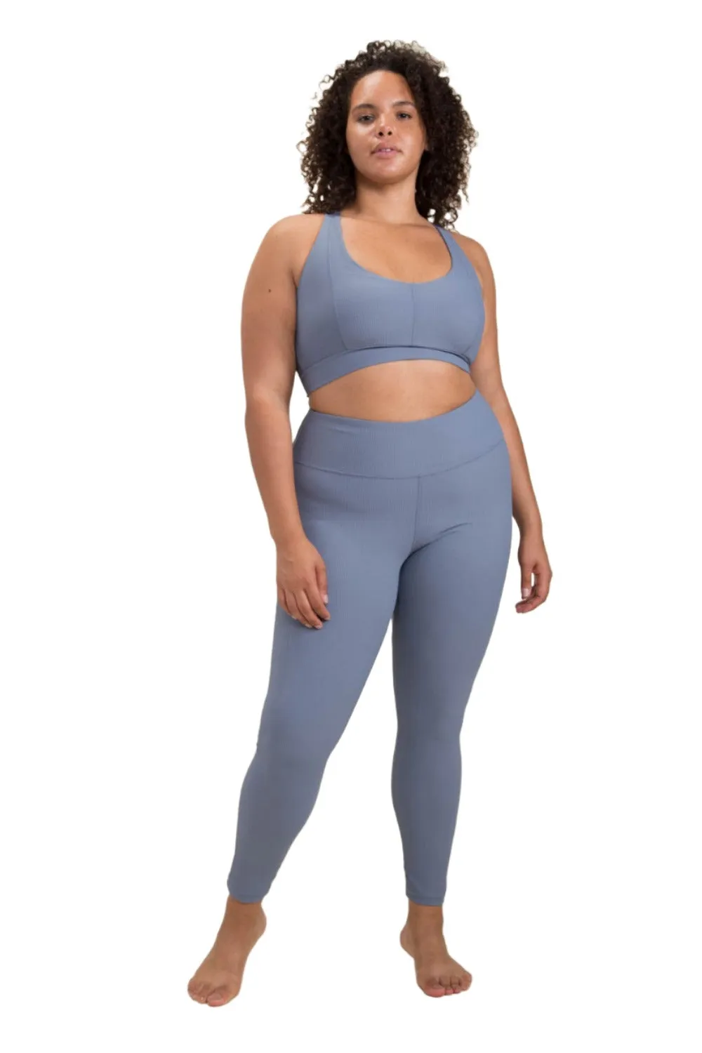 Mono B BRONZE - Leggings taille haute en micro-côtes mélange Lycra APH3091 Plus