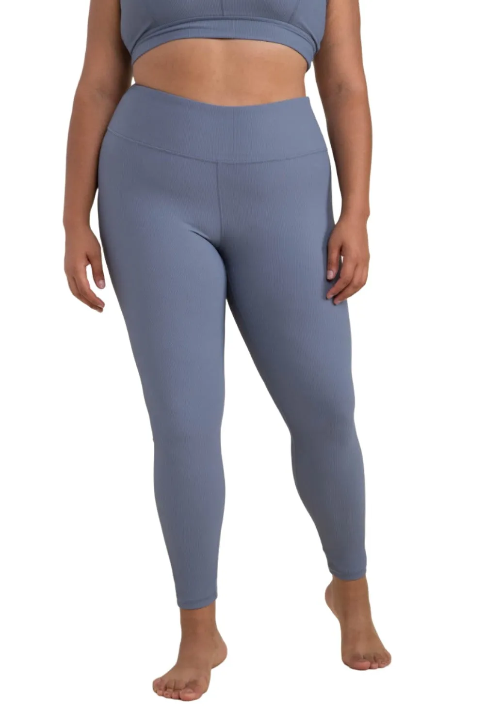 Mono B BRONZE - Leggings taille haute en micro-côtes mélange Lycra APH3091 Plus