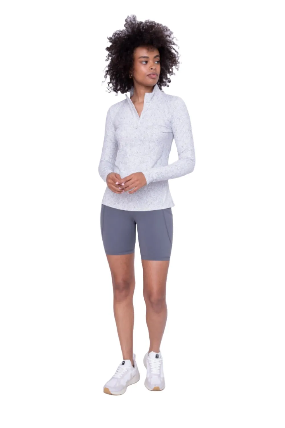 Haut à manches longues ajusté avec demi-zipper Mono B AT-A1150