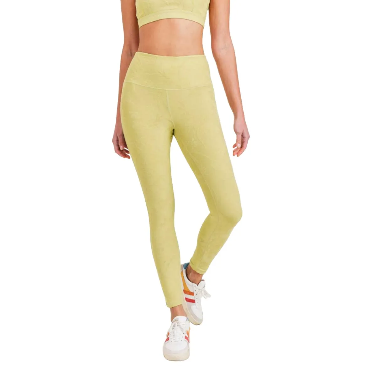 Legging taille haute à motifs floraux Jacquard Mono B APH8073