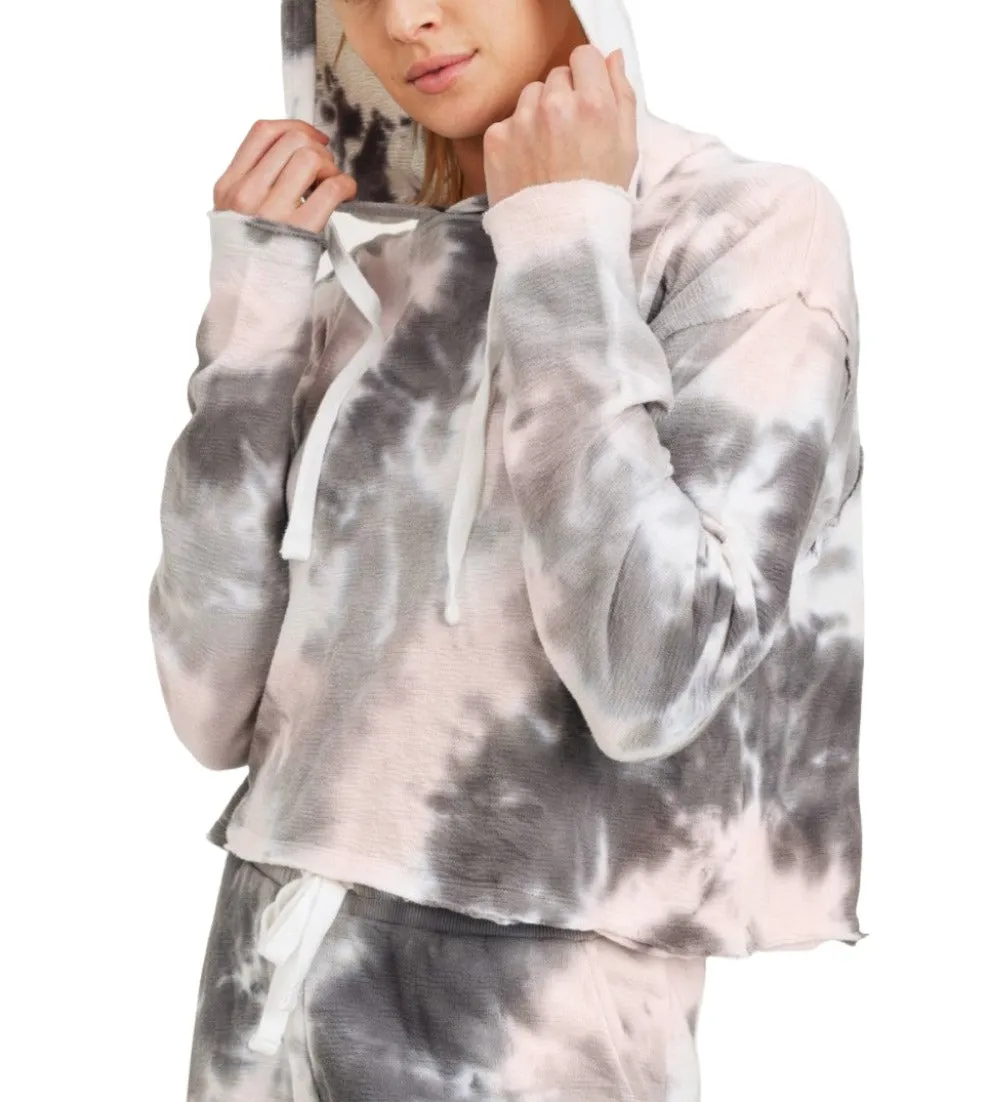 Mono B Tie Dye Jacquard Hoodie court KT11687
