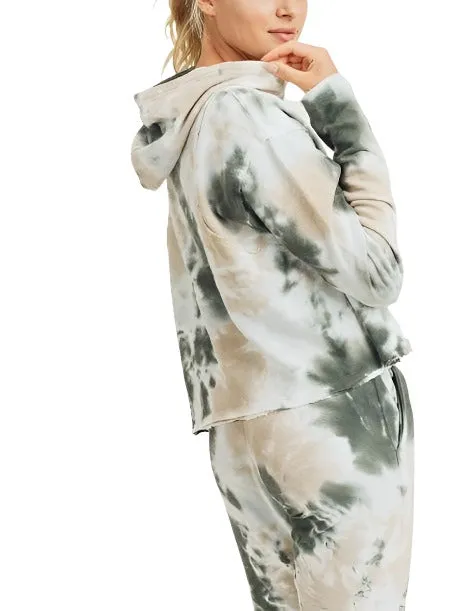 Mono B Tie Dye Jacquard Hoodie court KT11687