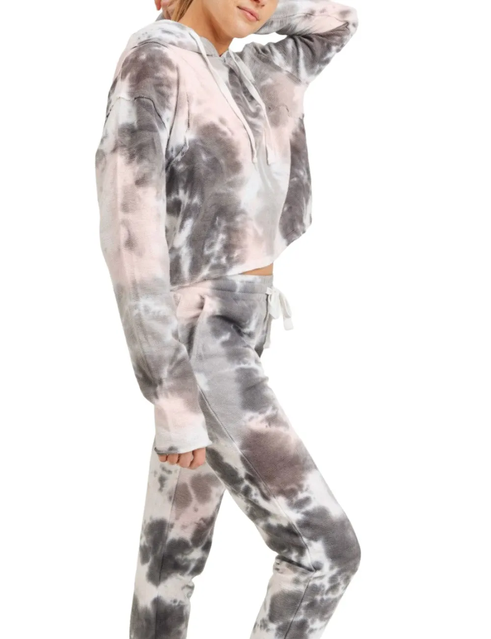 Mono B Tie Dye Jacquard Hoodie court KT11687