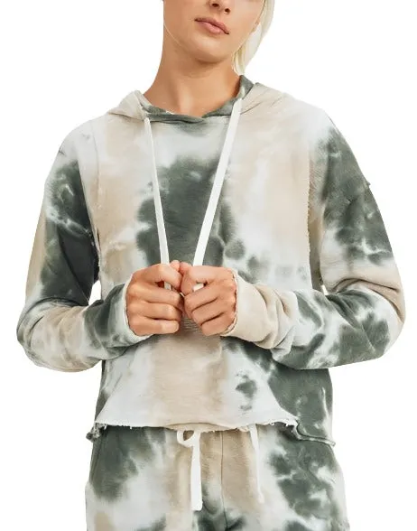 Mono B Tie Dye Jacquard Hoodie court KT11687