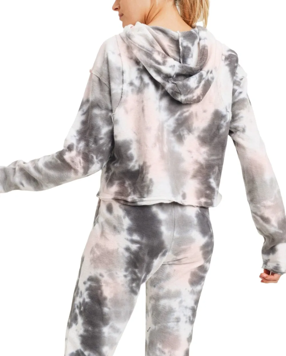Mono B Tie Dye Jacquard Hoodie court KT11687