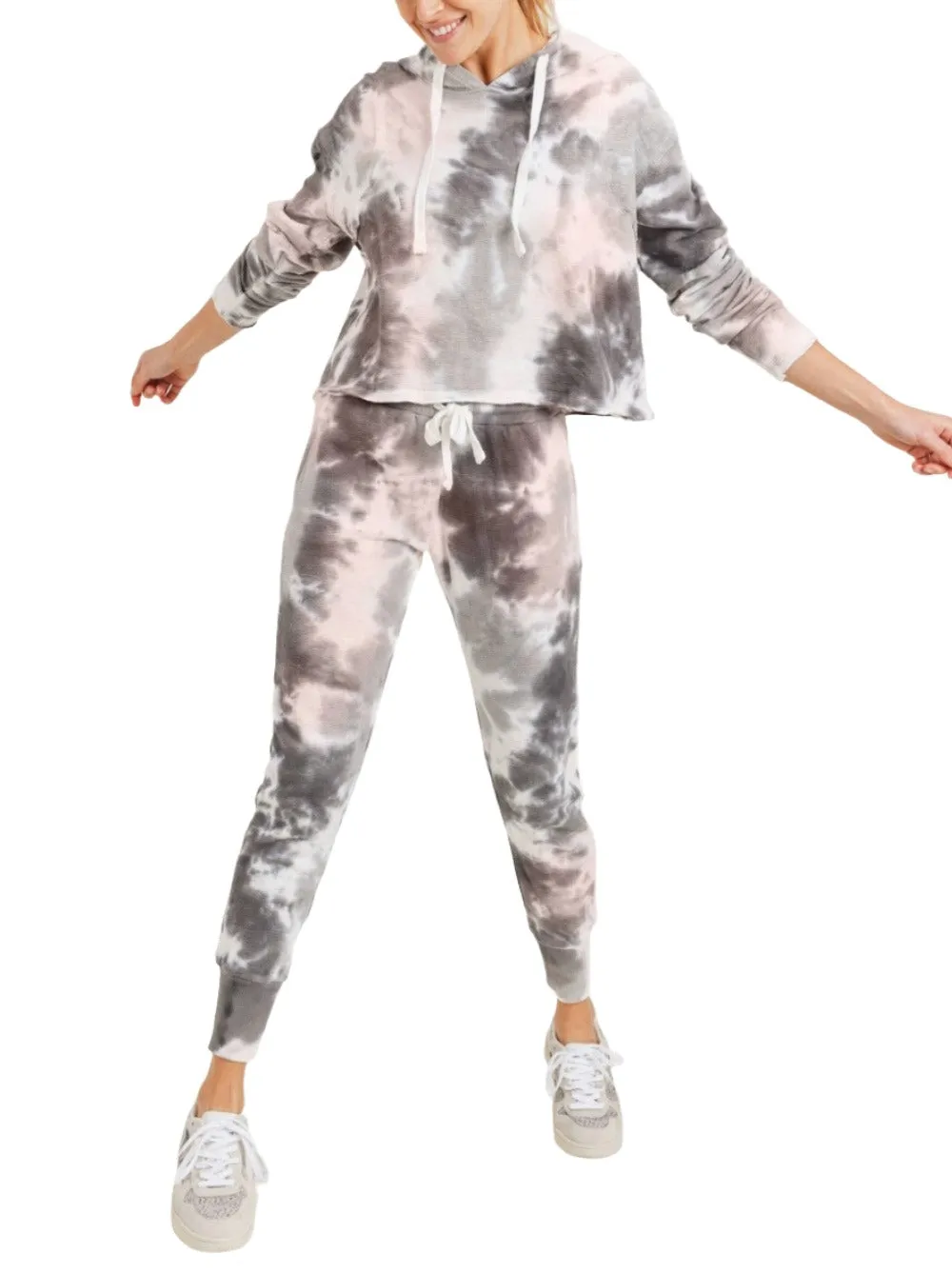 Mono B Tie Dye Jacquard Hoodie court KT11687