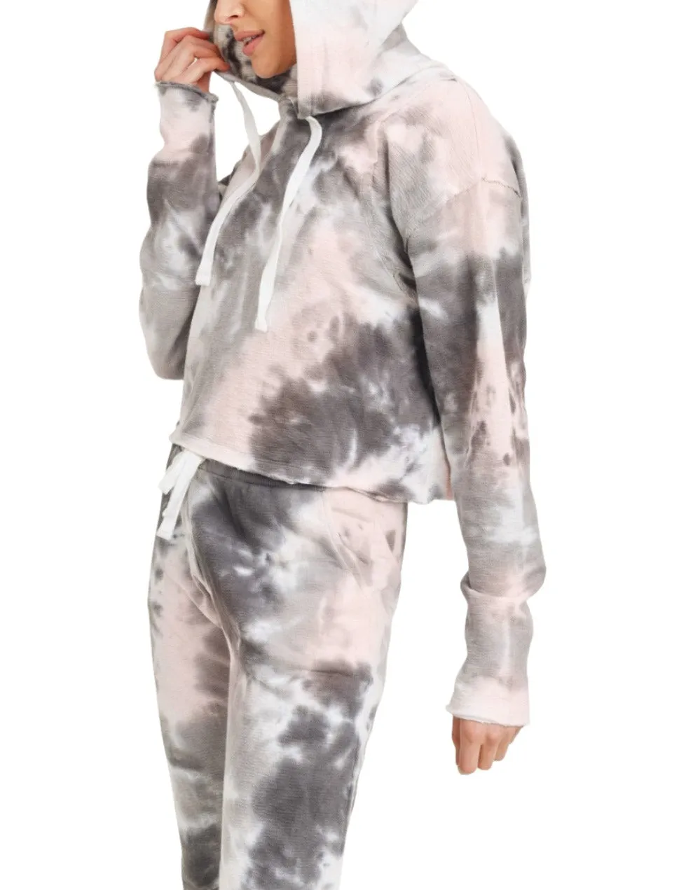 Mono B Tie Dye Jacquard Hoodie court KT11687