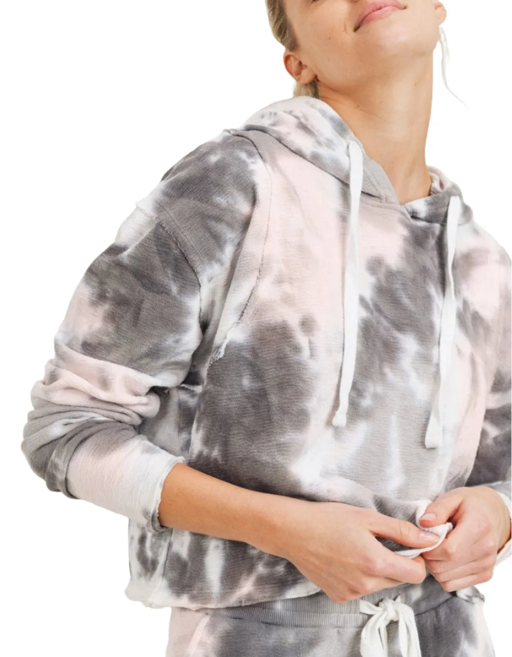 Mono B Tie Dye Jacquard Hoodie court KT11687