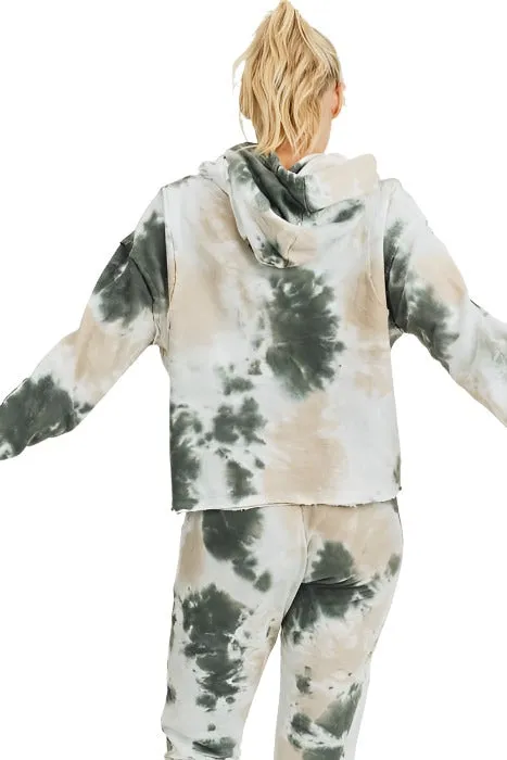 Mono B Tie Dye Jacquard Hoodie court KT11687