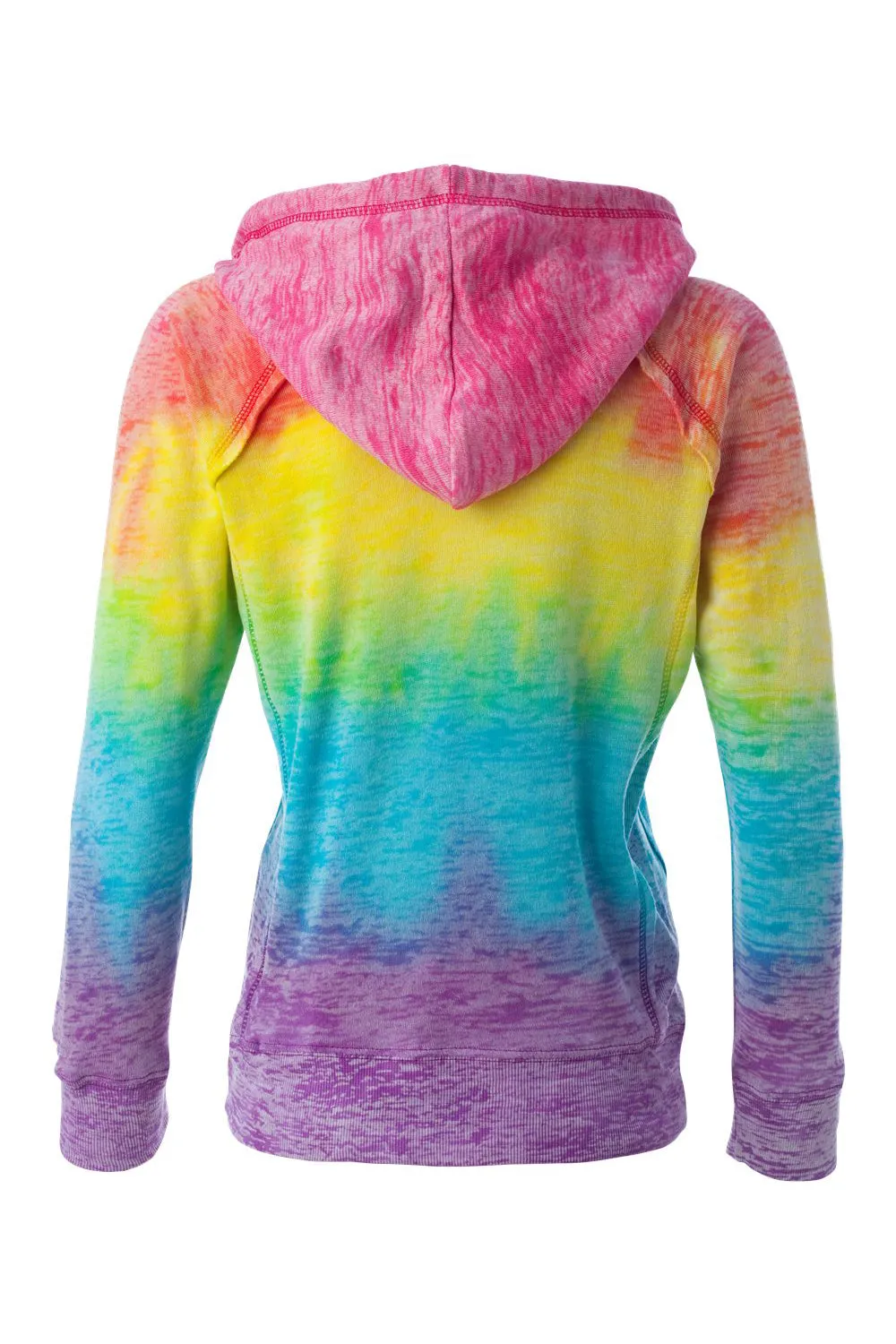 MV Sport Sweat à capuche avec encoche en V et poche kangourou pour femmes - Rayure arc-en-ciel Vêtements Mv-Sport