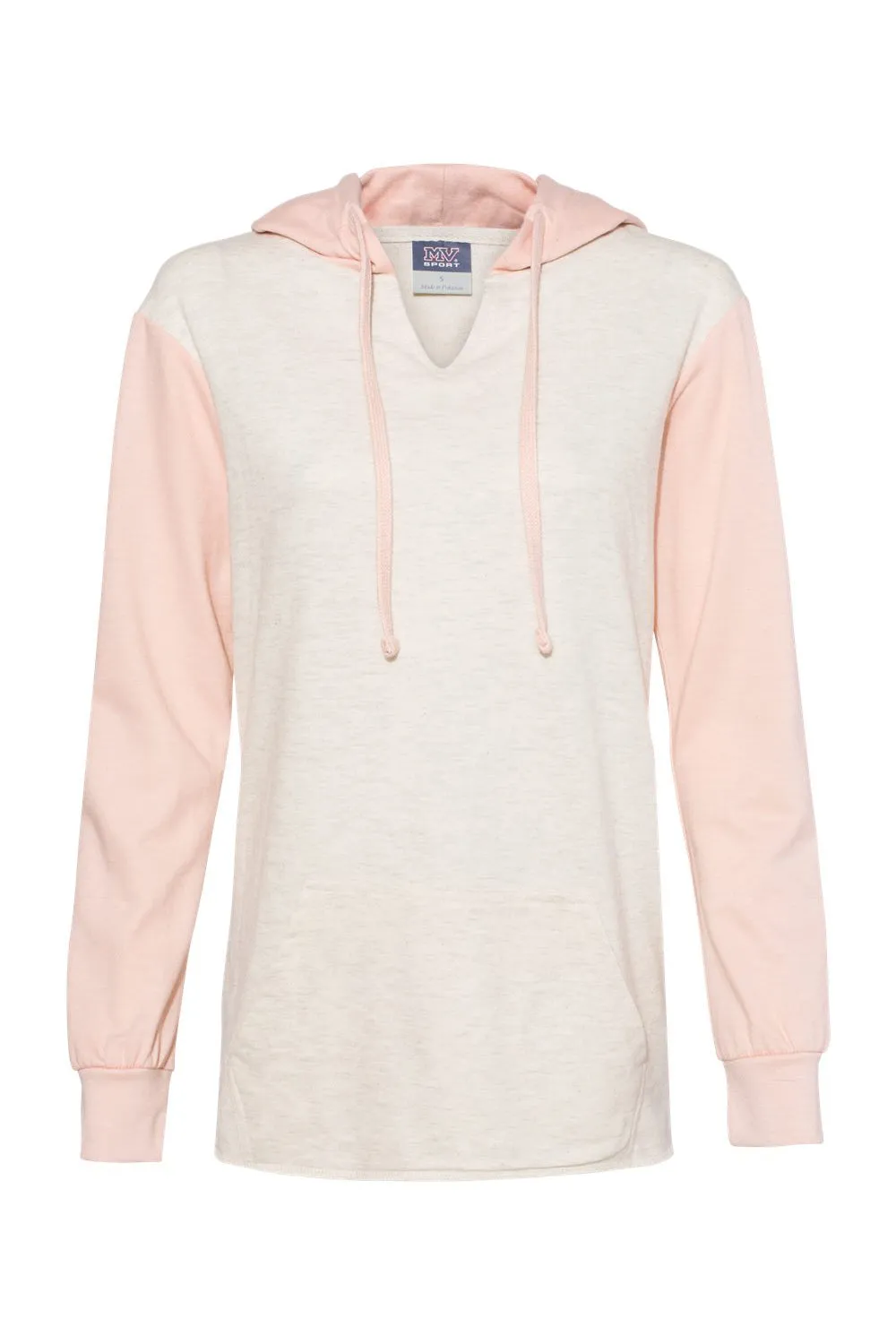 MV Sport Sweat à capuche pour femmes en French Terry avec motifs en couleur et poche kangourou - Rose Cameo/Flocons d'avoine Vêtements Mv-Sport