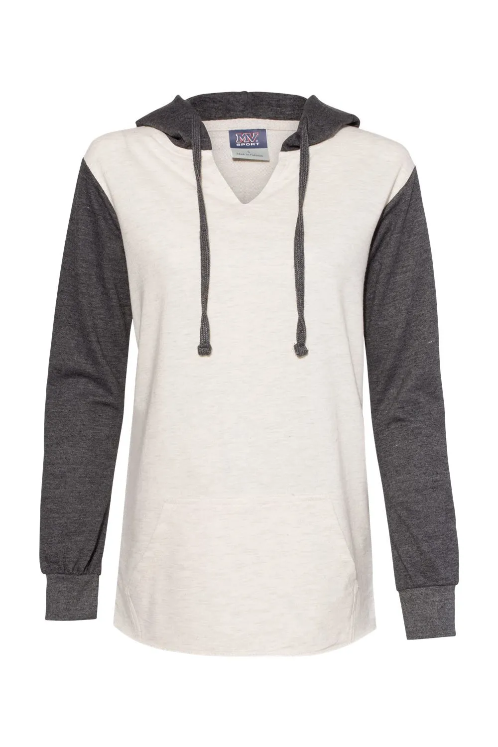 MV Sport Sweat à capuche pour femmes en French Terry avec motifs en couleur et poche kangourou - Gris anthracite/Beige Vêtements Mv-Sport