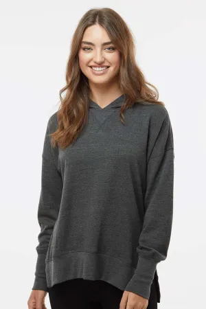 MV Sport Womens French Terry Hooded Sweatshirt Hoodie - Charcoal Grey Clothing Mv-Sport