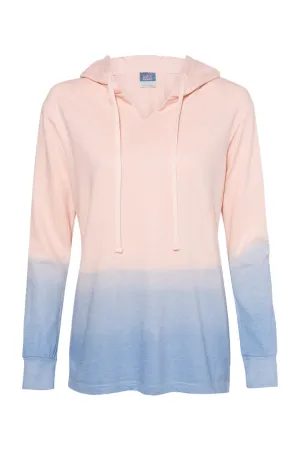 MV Sport Womens French Terry Ombre Hooded Sweatshirt Hoodie - Cameo Pink/Stonewash Blue Clothing Mv-Sport