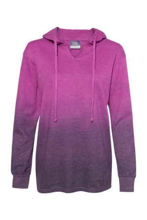 MV Sport Womens French Terry Ombre Hooded Sweatshirt Hoodie - Dragonfruit Pink/Navy Blue Clothing Mv-Sport