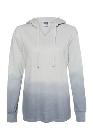 MV Sport Womens French Terry Ombre Hooded Sweatshirt Hoodie - Greyscale Clothing Mv-Sport