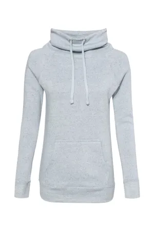 MV Sport Womens Space-Dyed Cowl Neck Sweatshirt w/ Pouch Pocket - Light Blue Clothing Mv-Sport