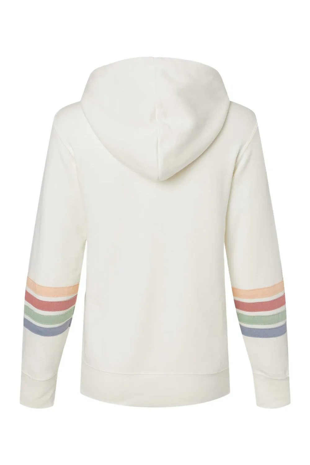 MV Sport Sweat à capuche femme avec manches rayées et fermeture éclair complète, poches incluses - Vêtement ivoire Mv-Sport