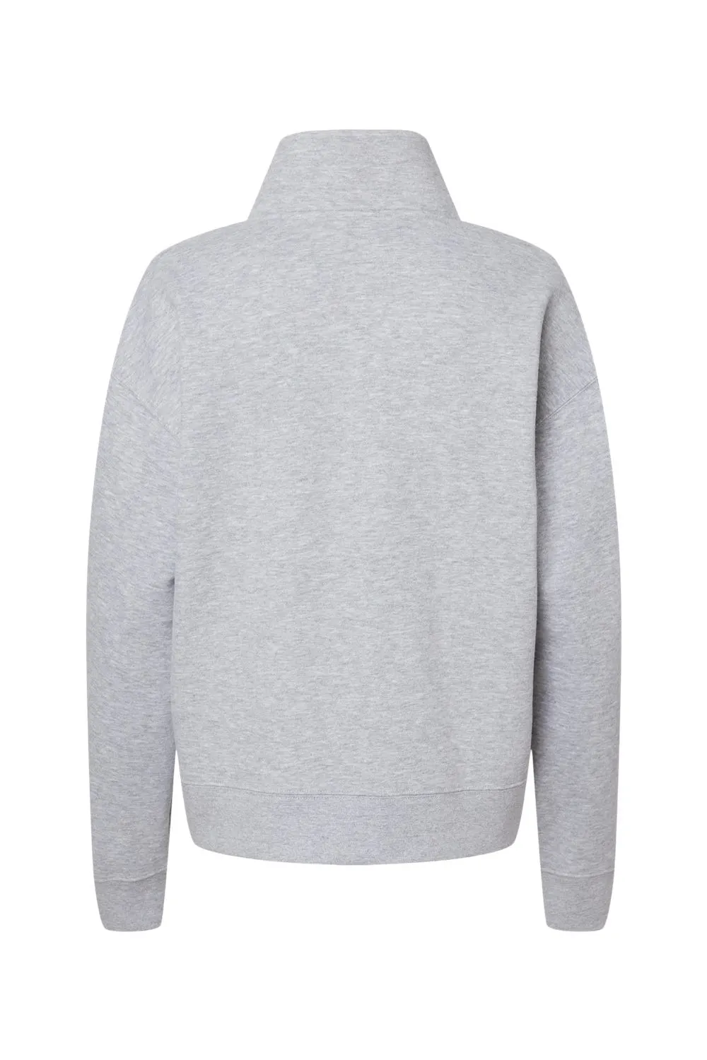 MV Sport Pull à capuche en polaire imitation daim pour femmes avec fermeture 1/4 - Gris chiné Vêtements Mv-Sport