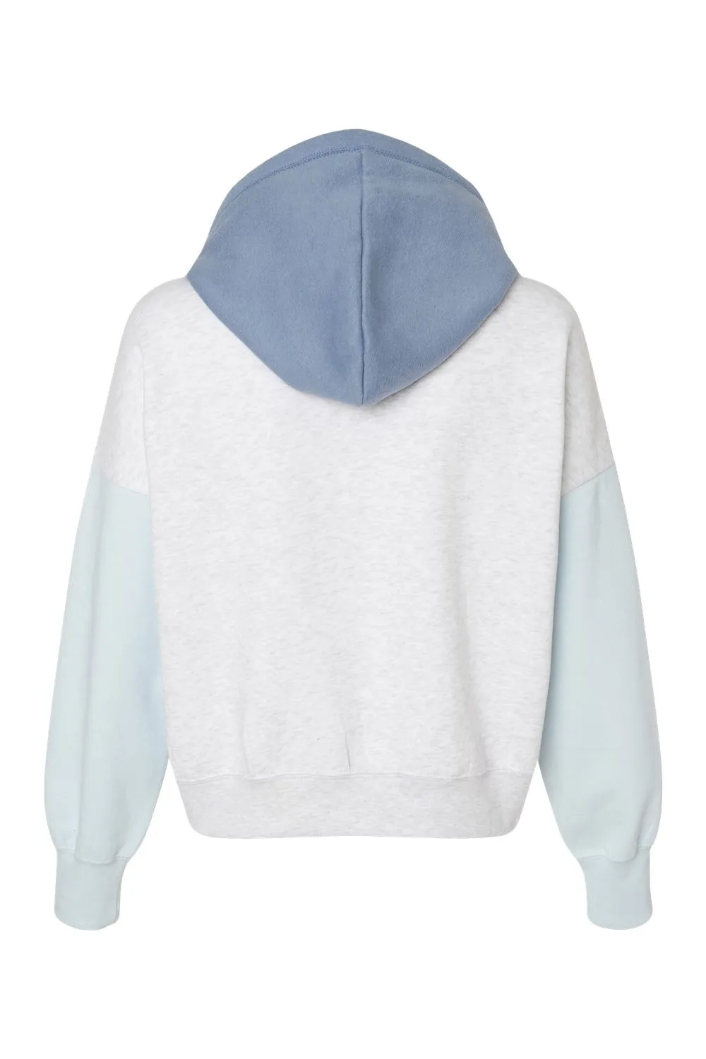 MV Sport Sweat à capuche court pour femmes en molleton velouté avec effet de bloc de couleur - Vêtement Bleu Arctique Mv-Sport