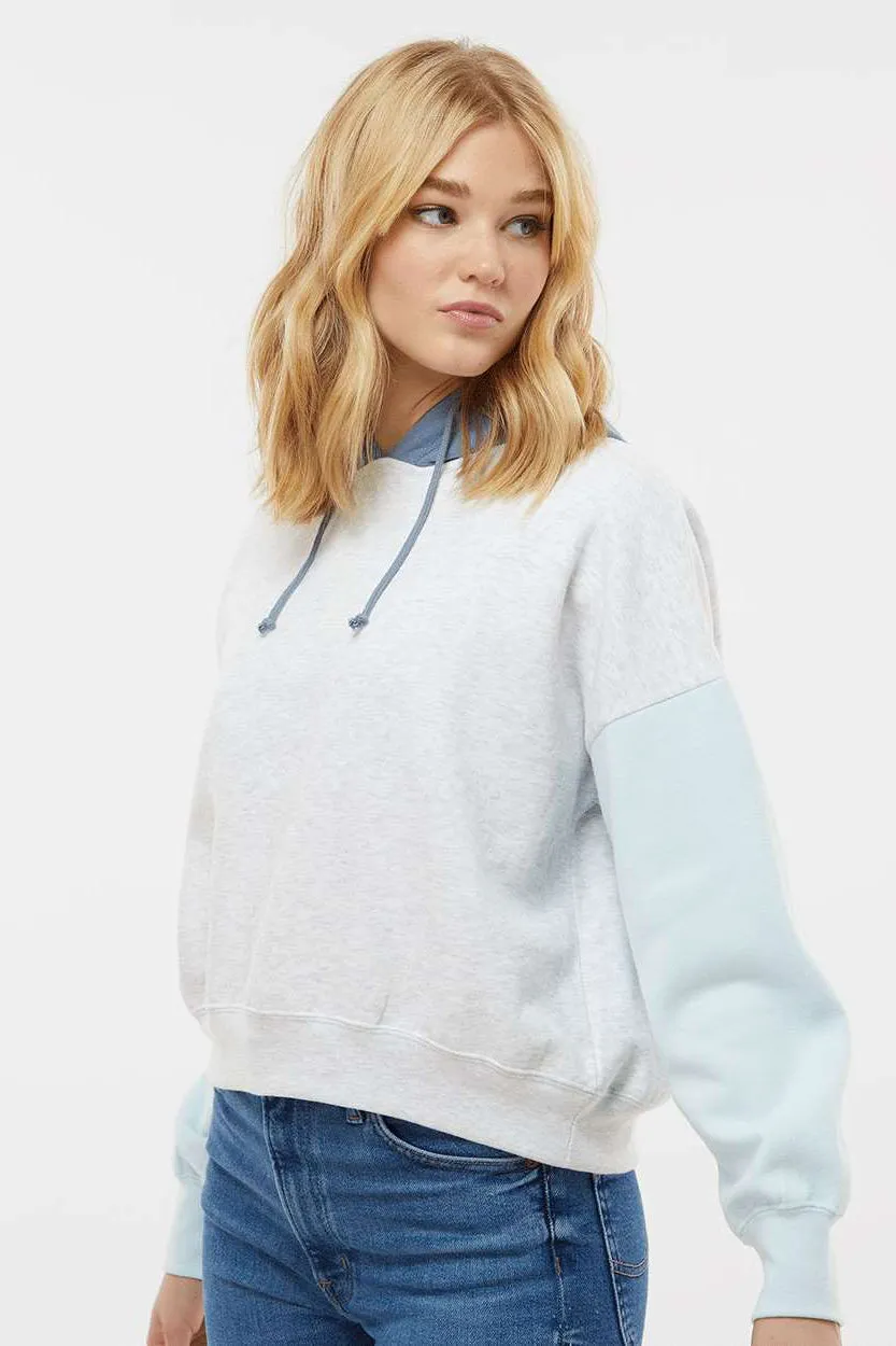 MV Sport Sweat à capuche court pour femmes en molleton velouté avec effet de bloc de couleur - Vêtement Bleu Arctique Mv-Sport