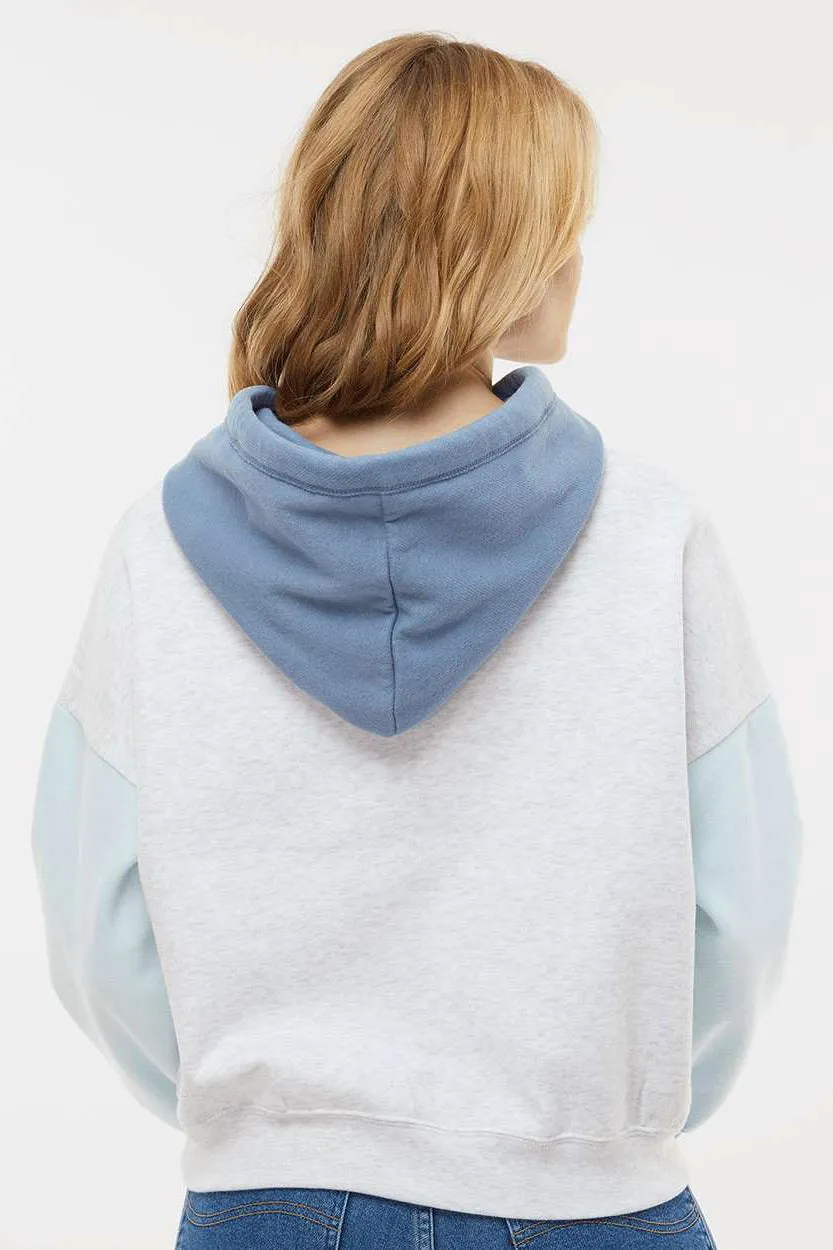 MV Sport Sweat à capuche court pour femmes en molleton velouté avec effet de bloc de couleur - Vêtement Bleu Arctique Mv-Sport