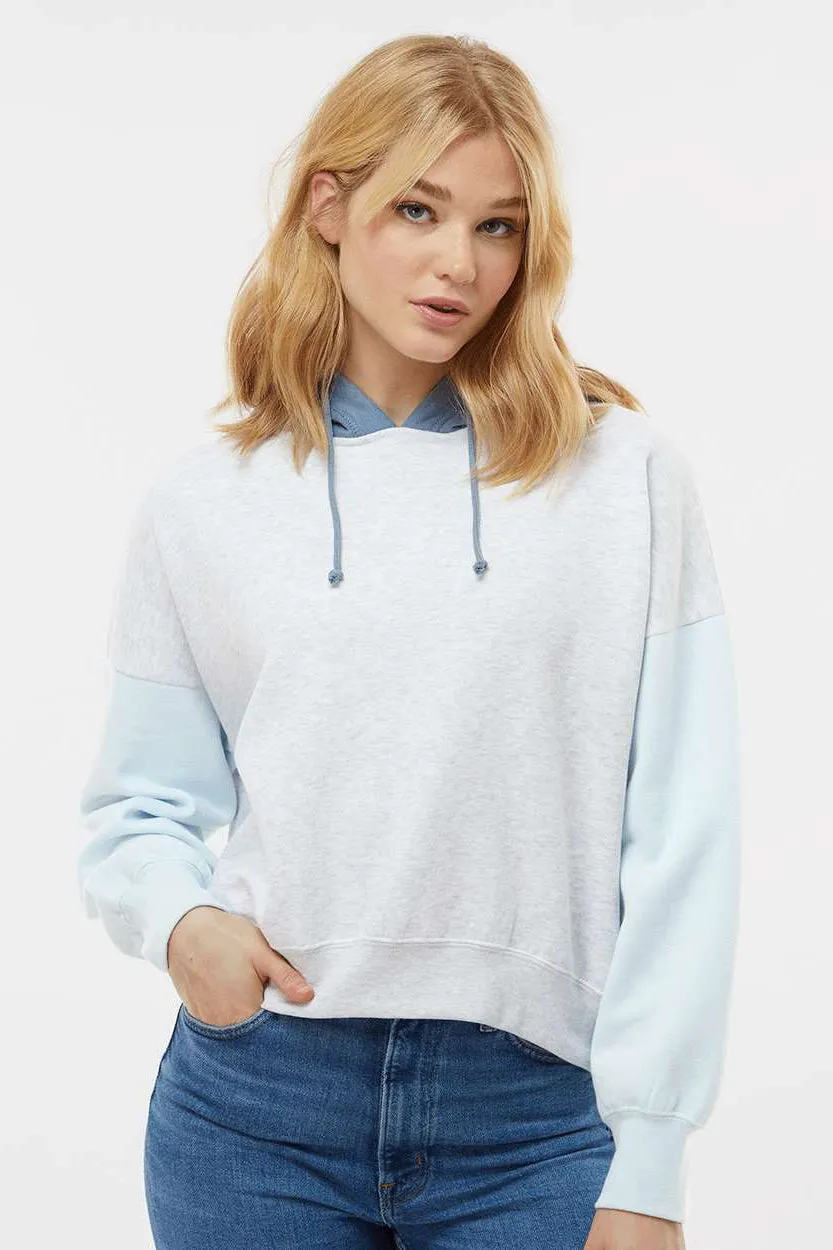 MV Sport Sweat à capuche court pour femmes en molleton velouté avec effet de bloc de couleur - Vêtement Bleu Arctique Mv-Sport