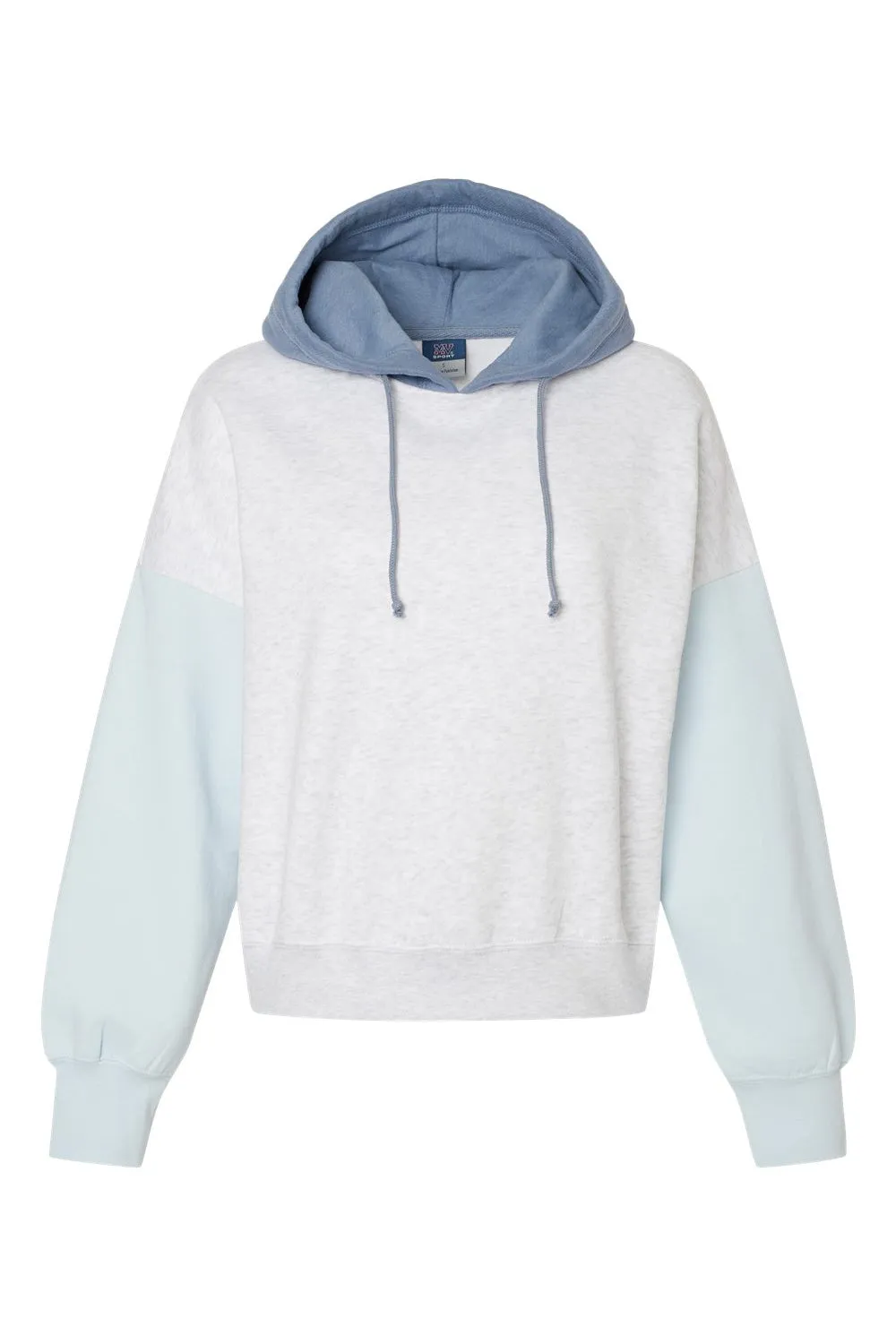 MV Sport Sweat à capuche court pour femmes en molleton velouté avec effet de bloc de couleur - Vêtement Bleu Arctique Mv-Sport