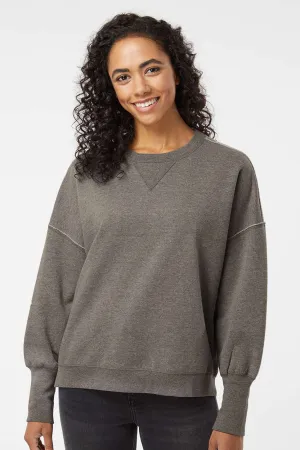 MV Sport Womens Sueded Fleece Crewneck Sweatshirt - Charcoal Grey Clothing Mv-Sport
