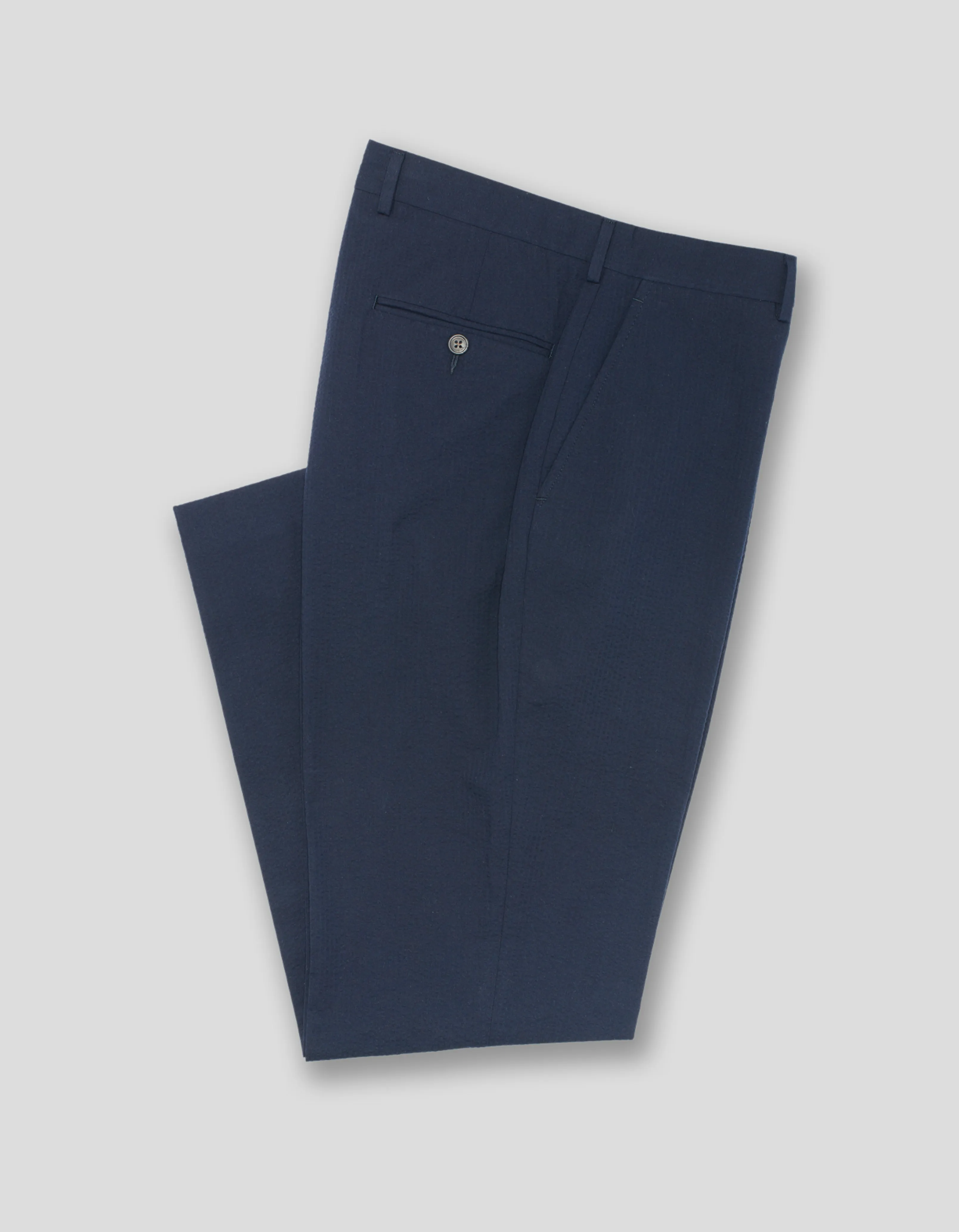 PANTALON EN SEERSUCKER NAVY - COUPE CLASSIQUE
