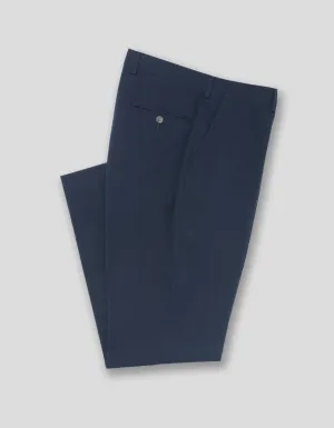 NAVY SEERSUCKER TROUSERS - CLASSIC FIT