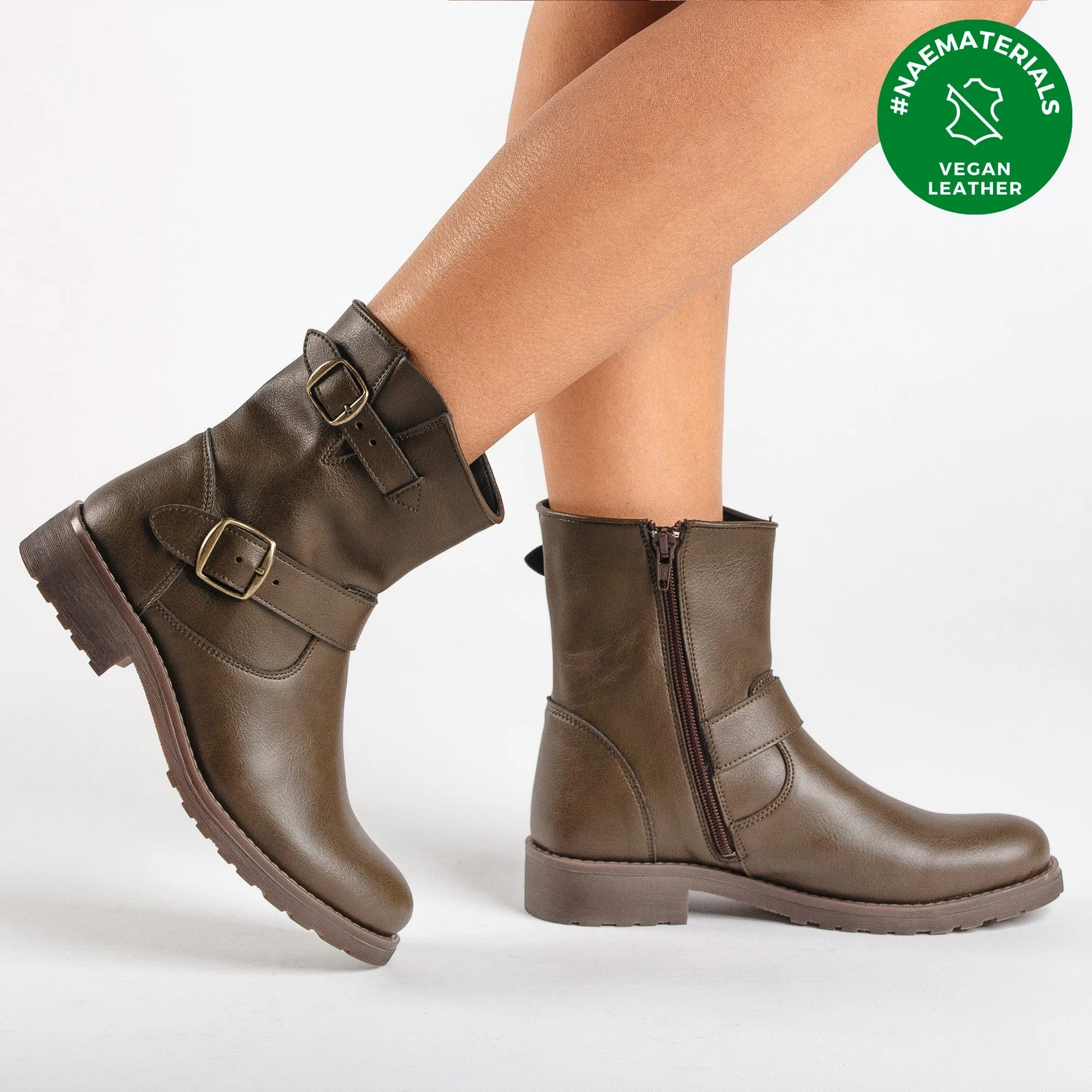 Bottes motard en simili-cuir vegan Odet | Vert