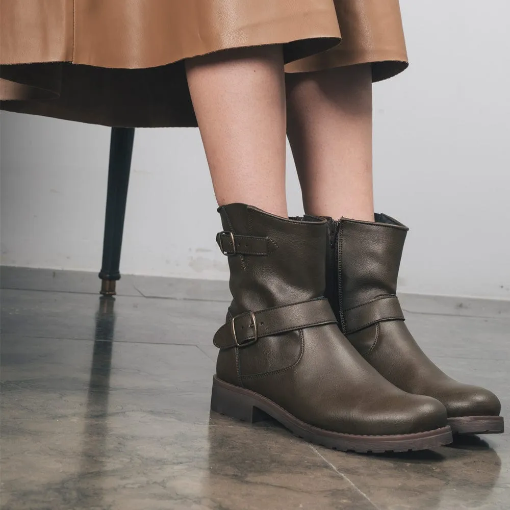 Bottes motard en simili-cuir vegan Odet | Vert