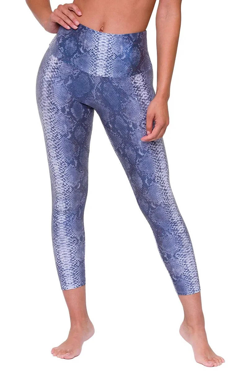 Onzie Hot Yoga Pantalon Midi Haute Taille Foil 2252 Bleu Mamba