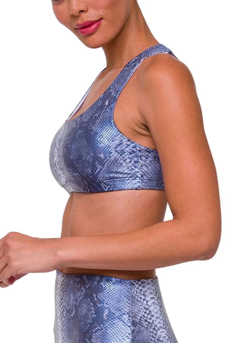 Onzie Soutien-gorge de yoga chaud Mudra 3098 Bleu Mamba Foil