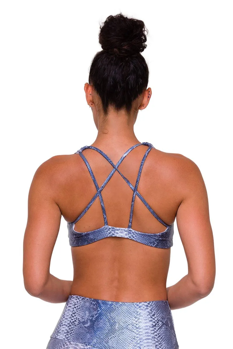 Onzie Soutien-gorge de yoga chaud Mudra 3098 Bleu Mamba Foil