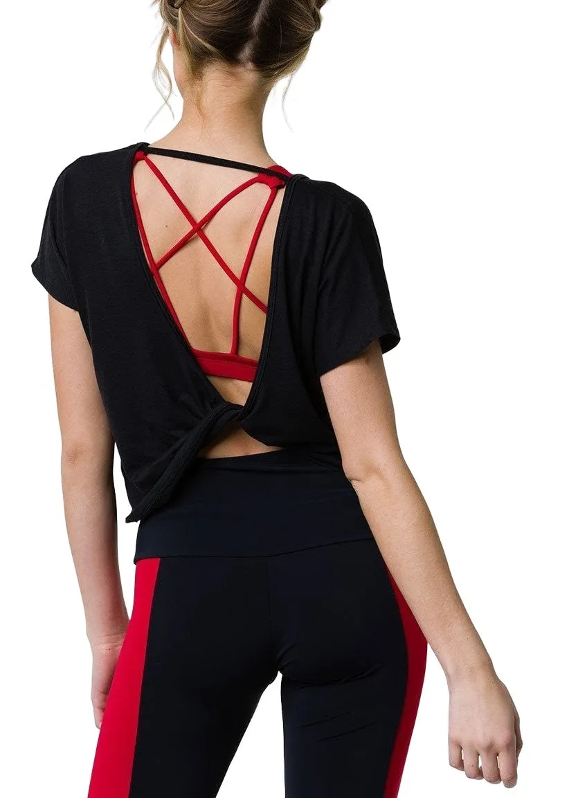 Onzie Haut de yoga chaud à dos découpé 3707 Noir