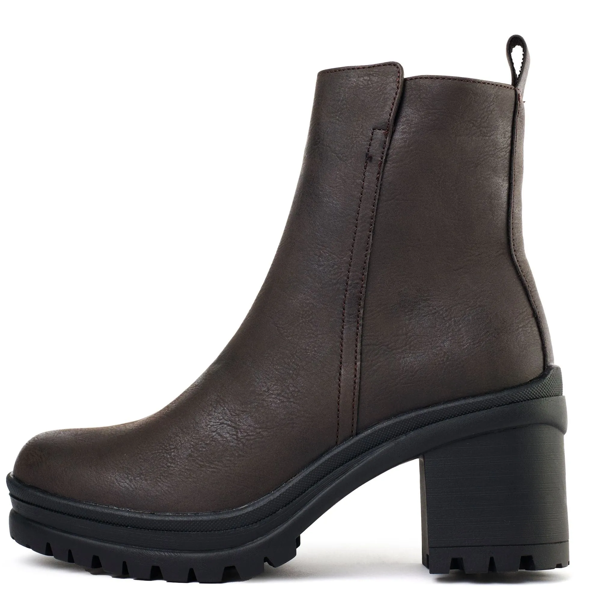Bottes pour femmes Orange à fermeture éclair intérieure en simili-cuir | Marron