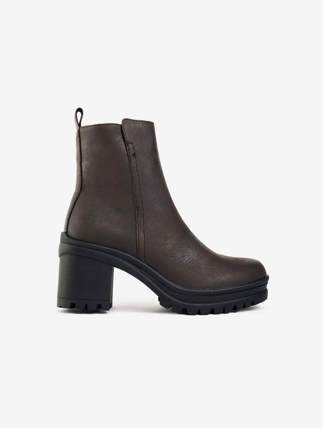 Bottes pour femmes Orange à fermeture éclair intérieure en simili-cuir | Marron