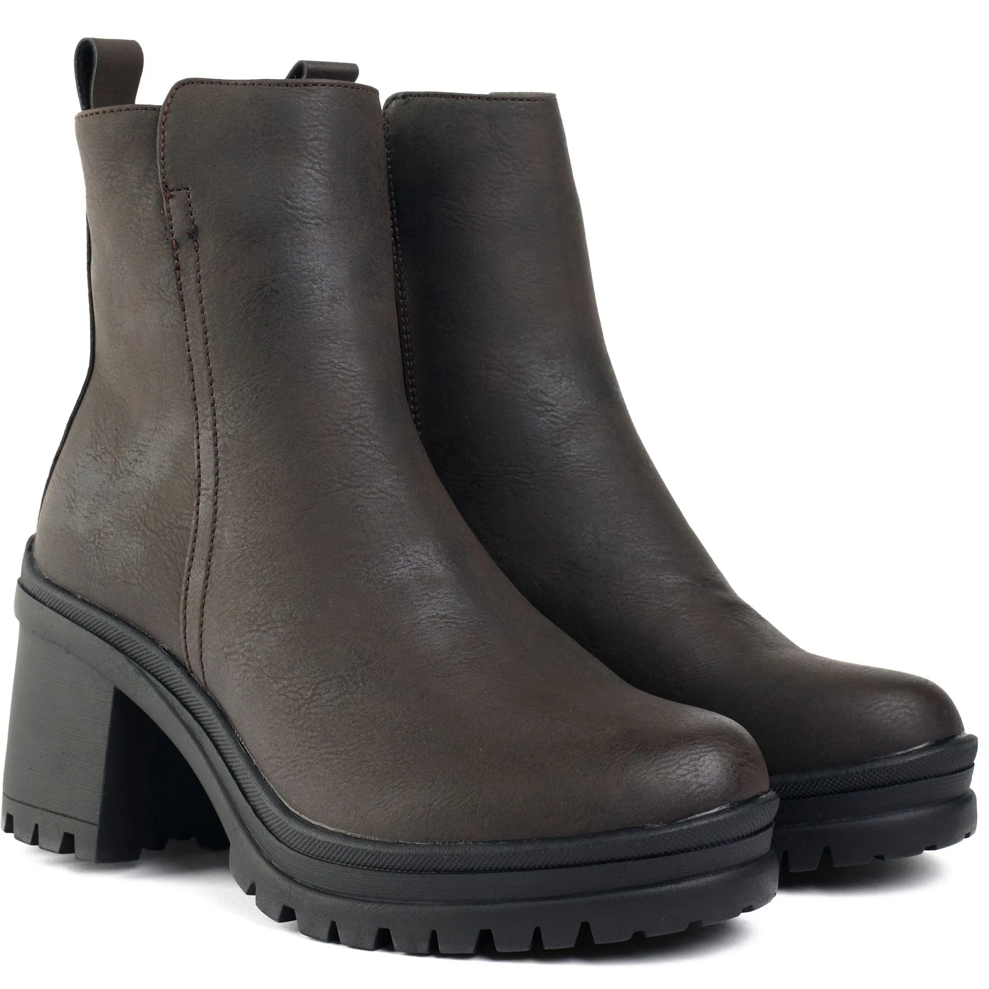 Bottes pour femmes Orange à fermeture éclair intérieure en simili-cuir | Marron