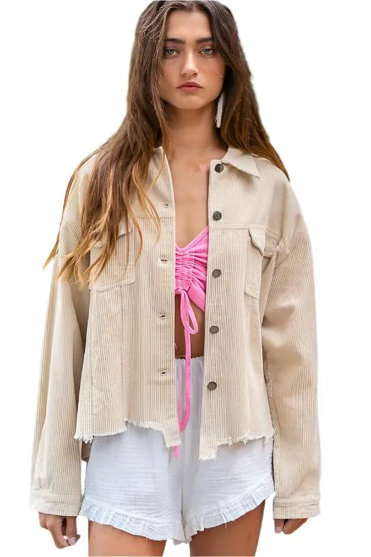 Veste-shirt oversized à côtes