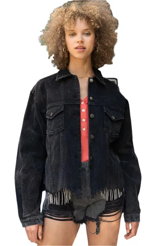 Veste-shirt oversized à côtes