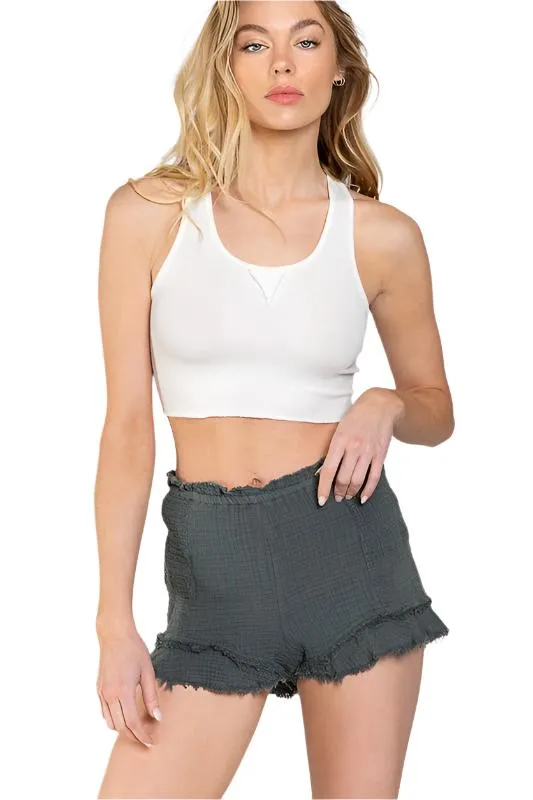 POL Shorty à volants fumés