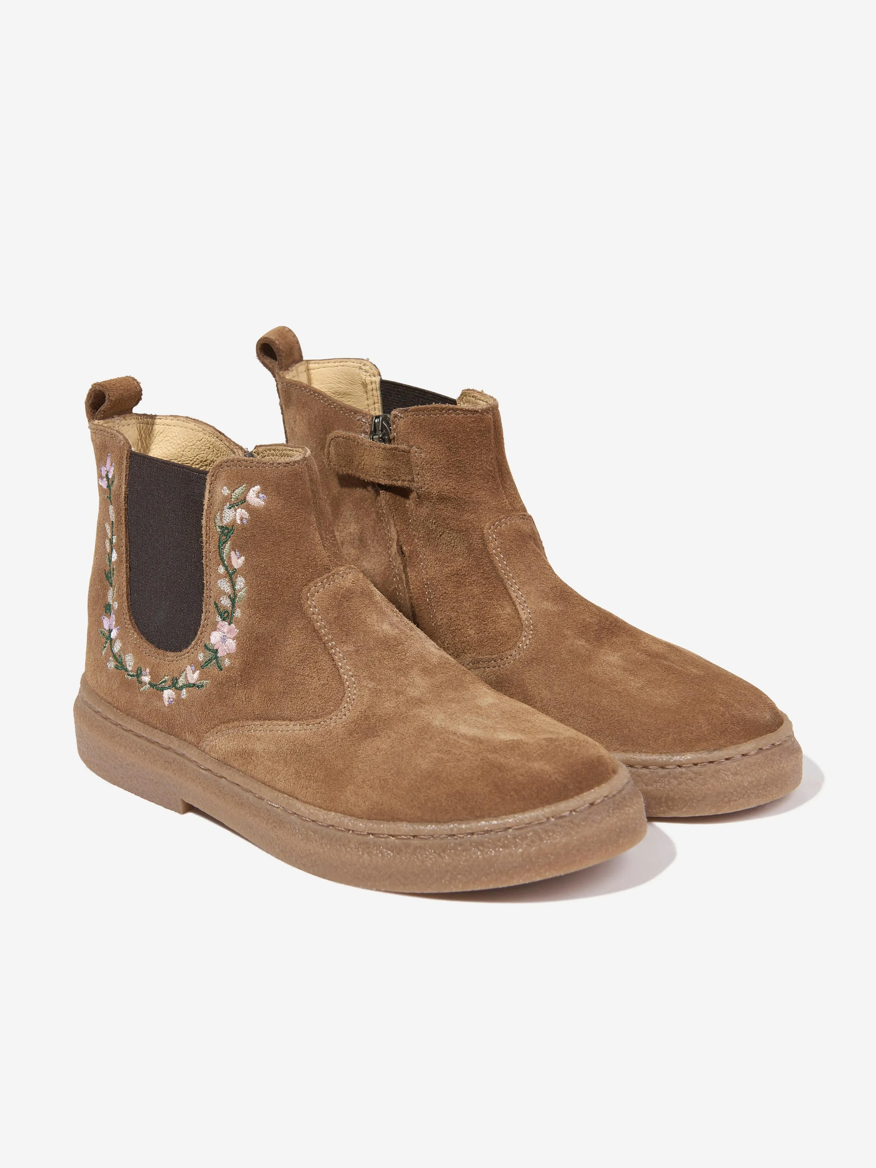 Bottes Jodhpur Trix en Suède Brodi Pom D'Api pour Fille en Beige