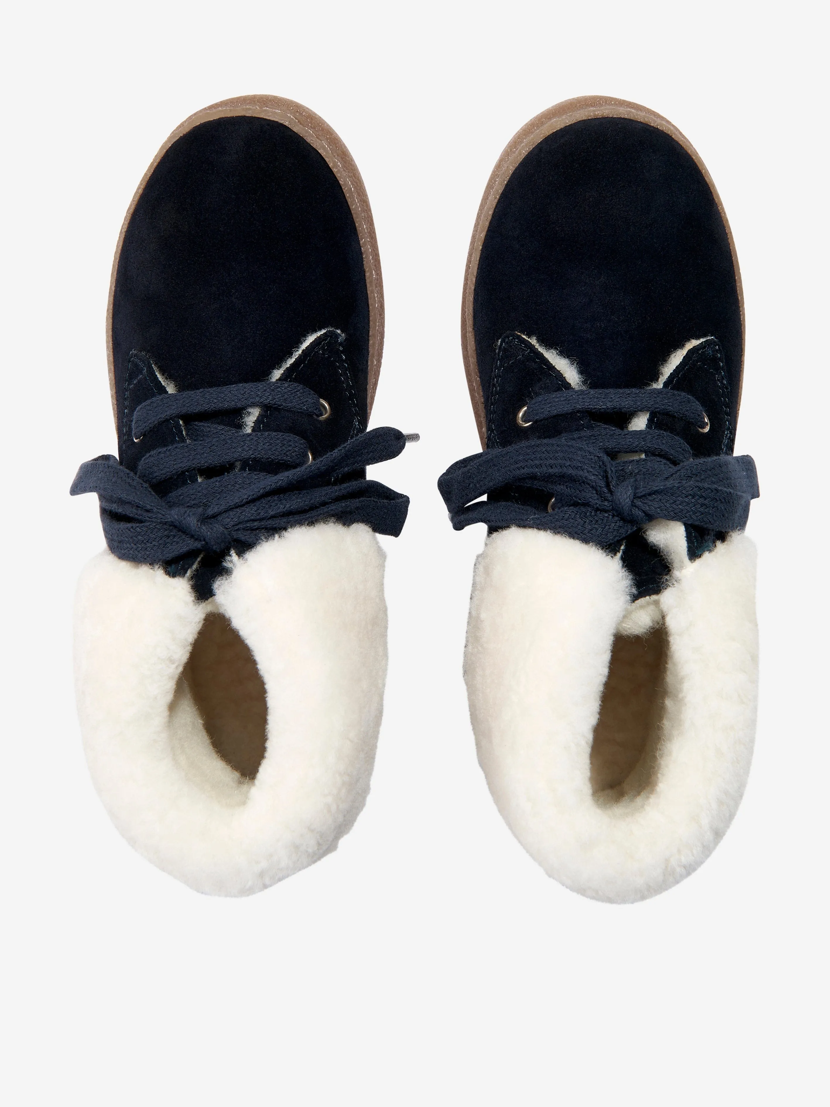 Bottes en fourrure Trix en peau de mouton Pom D'Api Kids en marine